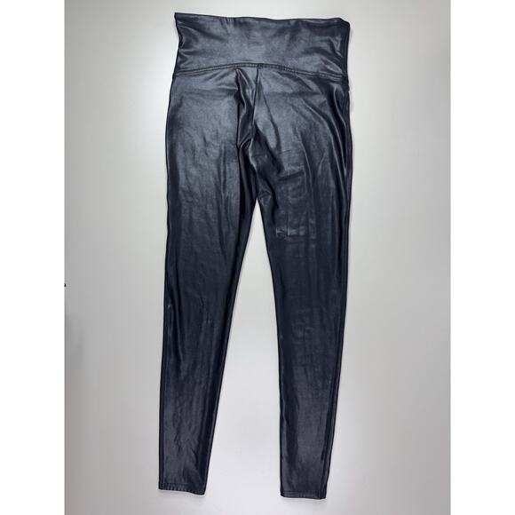 Spanx SPANXshape Faux Leather Leggings Women's L Black Pull On Rock Goth Glam - Picture 9 of 12